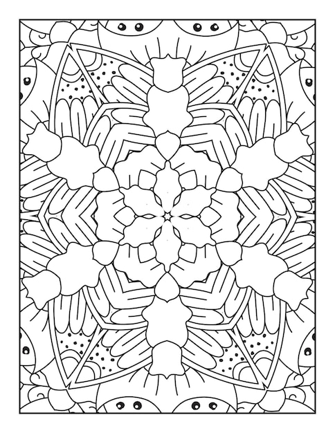 Mandala coloring page for adults and hand drawn outline mandala coloring book for kids line art