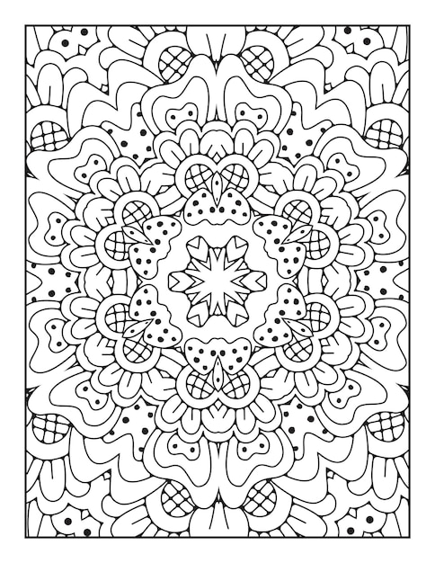 Mandala coloring page for adults and hand drawn outline mandala coloring book for kids line art