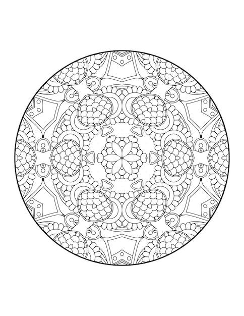 Mandala coloring page for adults and hand drawn outline mandala coloring book for kids line art