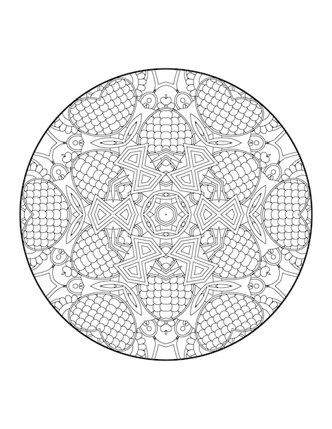 Mandala coloring page for adults and hand drawn outline mandala coloring book for kids line art