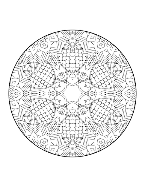 Mandala coloring page for adults and hand drawn outline mandala coloring book for kids line art