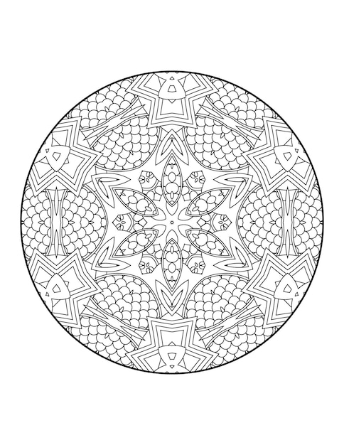 Mandala coloring page for adults and hand drawn outline mandala coloring book for kids line art