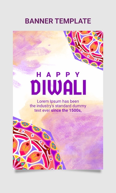 Mandala concept and water brush abstract diwali greeting card