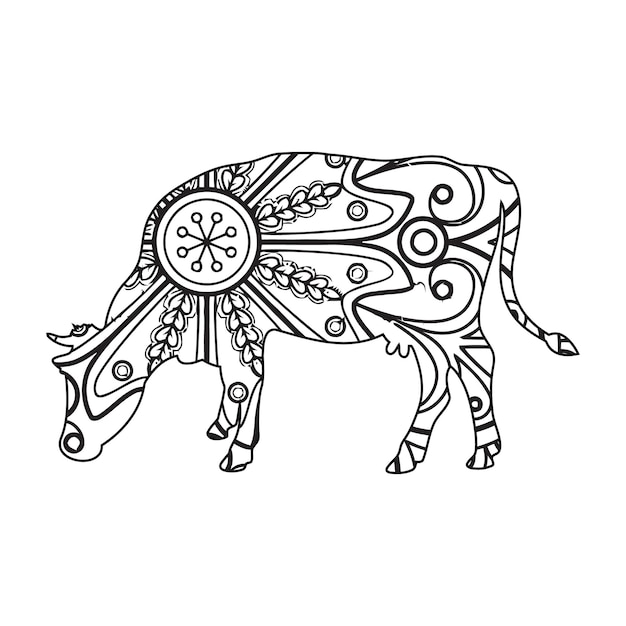 Mandala Cow Coloring Page For Kids