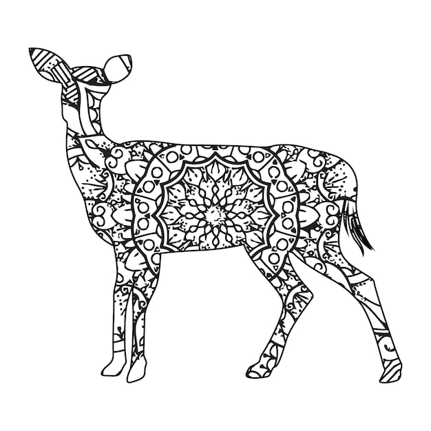 Mandala Deer coloring page for kids