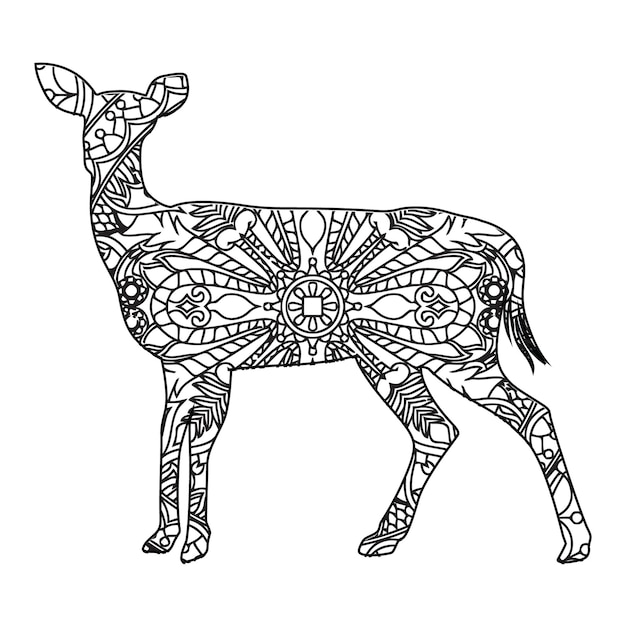 Mandala Deer coloring page for kids