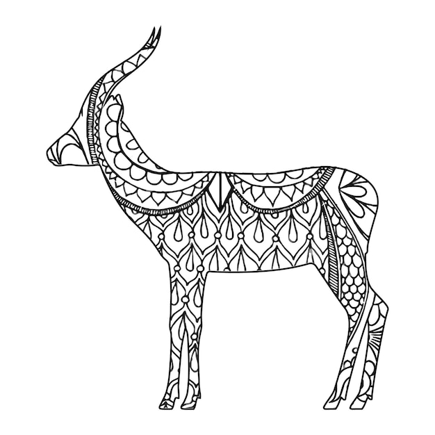 Mandala Deer coloring page for kids