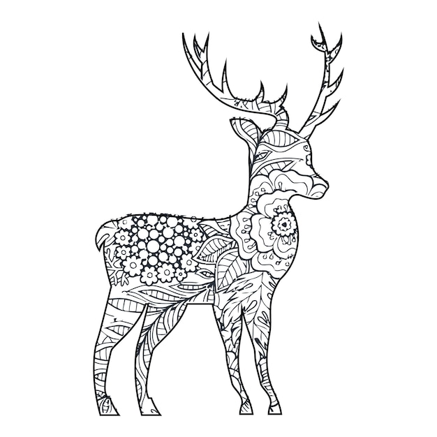 Mandala Deer coloring page for kids