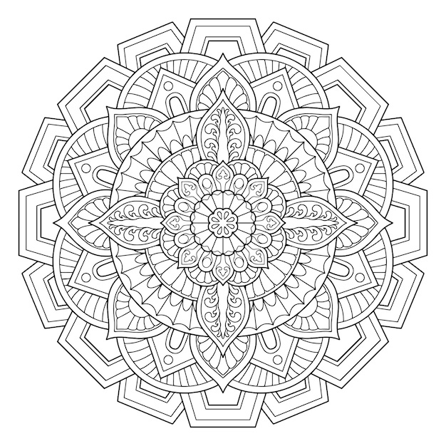 Mandala design for adult coloring page