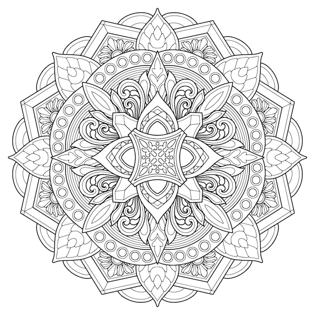 Mandala design for adult coloring page