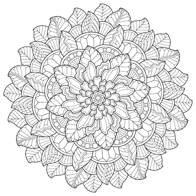 Mandala design for adult coloring page