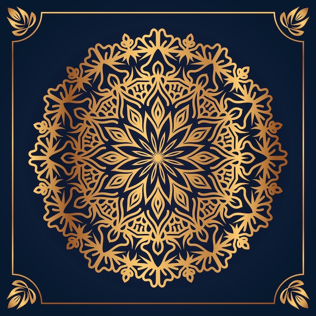 Mandala design arabis Islamic style background gold color premium vector