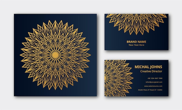 Mandala design business card Premium Vector