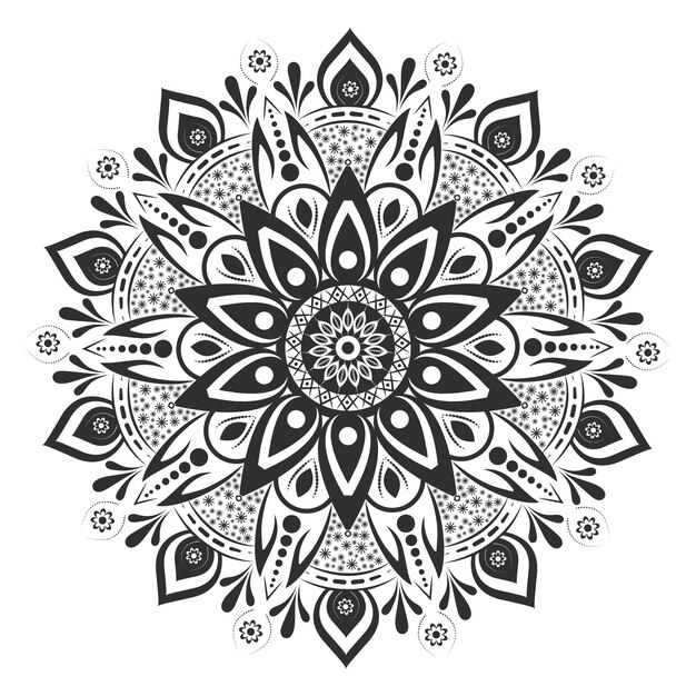 Mandala Design Pattern Illustration Black Color