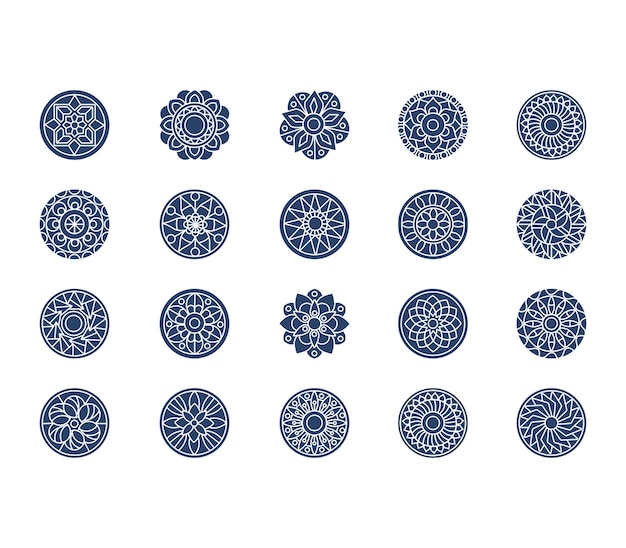 Mandala design patterns icon set