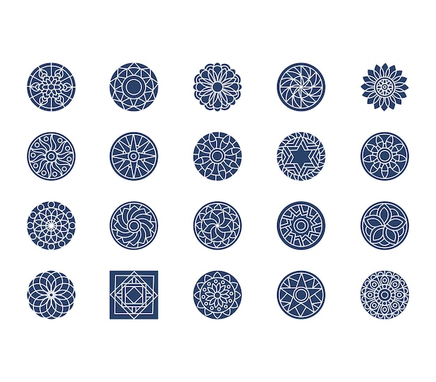 Mandala design patterns icon set