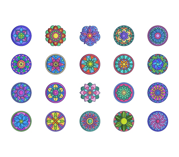 Mandala design patterns icon set