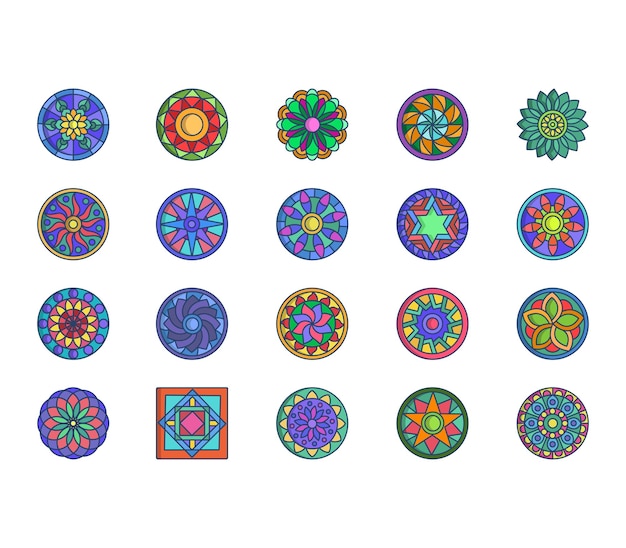 Mandala design patterns icon set