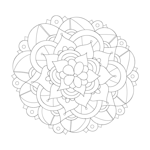 Mandala design round floral ornament Abstract doodle background Coloring page