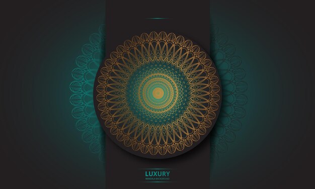 Mandala design round luxury design golden brush text.