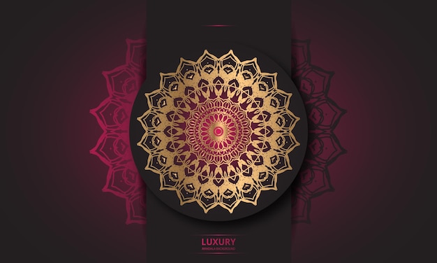 Mandala design round luxury design golden brush text.