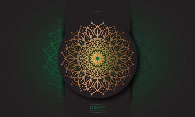 Mandala design round luxury design golden brush text.