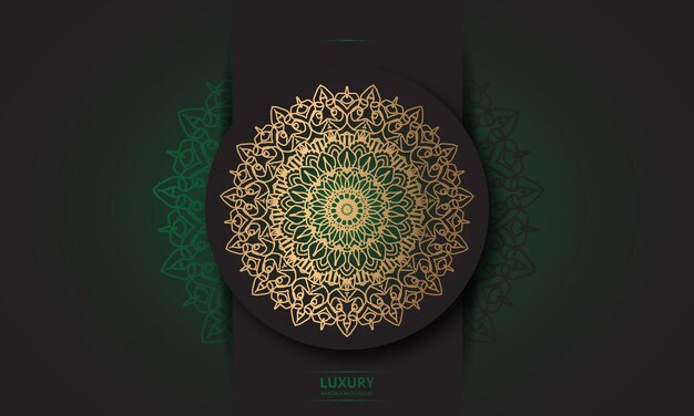 Mandala design round luxury design golden brush text.