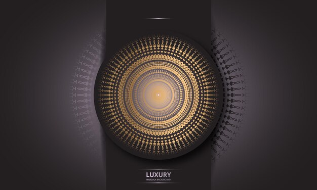 Mandala design round luxury design golden brush text.