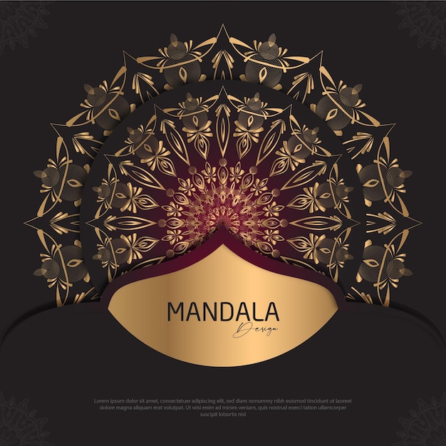 Mandala design round luxury design golden brush text