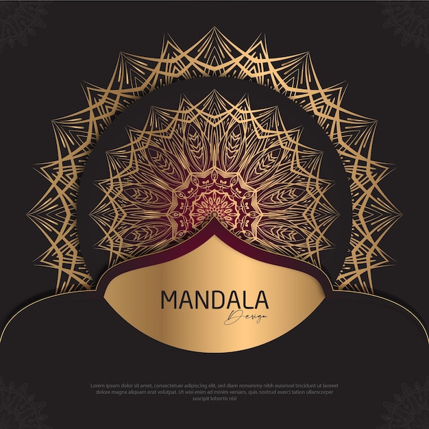 Mandala design round luxury design golden brush text