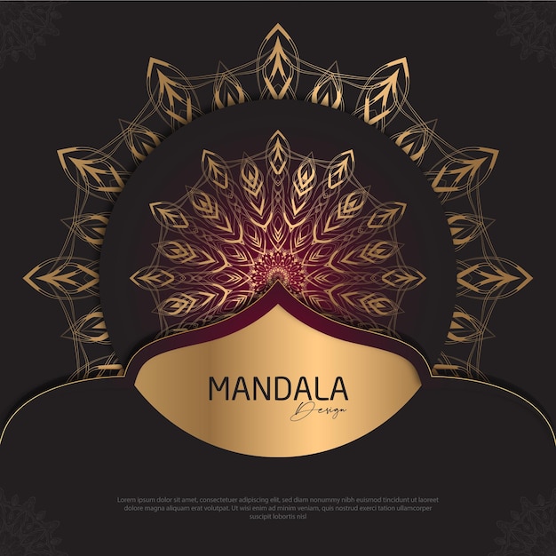 Mandala design round luxury design golden brush text