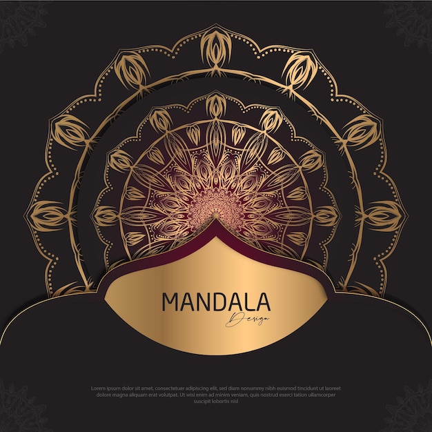 Mandala design round luxury design golden brush text