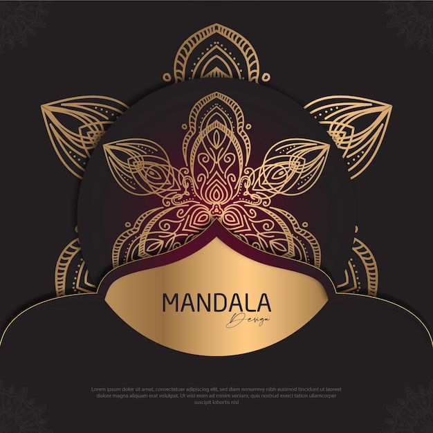 Mandala design round luxury design golden brush text