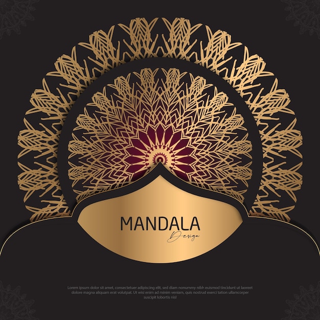 Mandala design round luxury design golden brush text