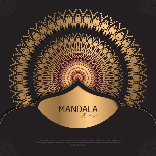 Mandala design round luxury design golden brush text