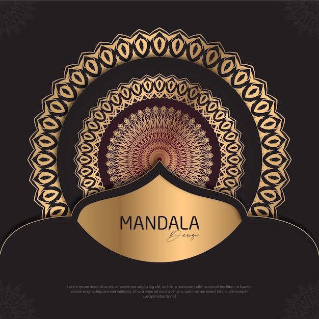 Mandala design round luxury design golden brush text