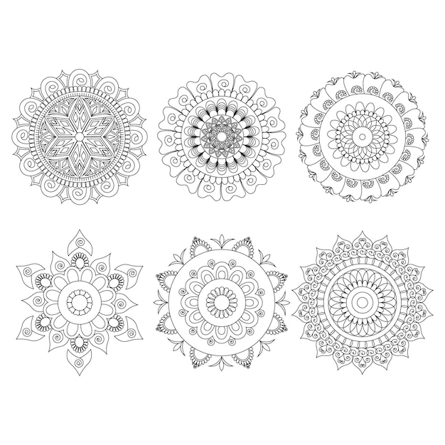 Vector mandala design set outline mandala line art vector