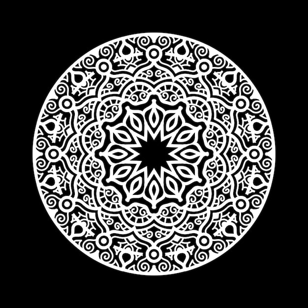 Mandala design template with black background