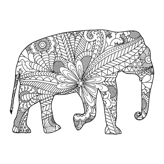 Mandala Elephant Coloring Page For Kids