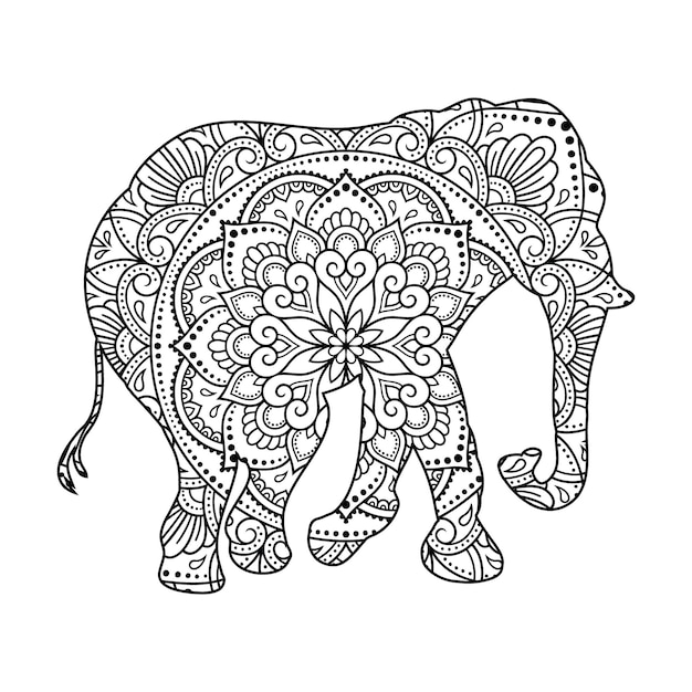 Mandala Elephant Coloring Page For Kids