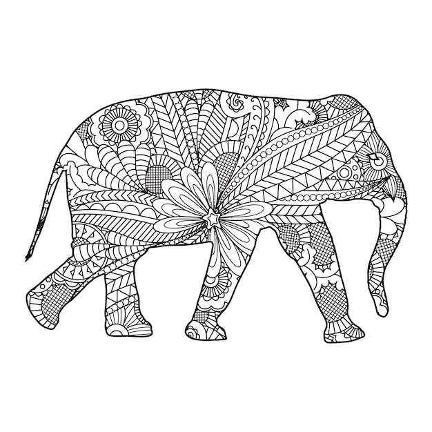 Mandala Elephant Coloring Page For Kids