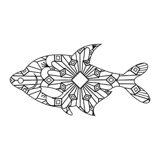 Mandala fish coloring page Clear background mandalas design and print design