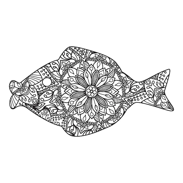 Mandala fish coloring page Clear background mandalas design and print design