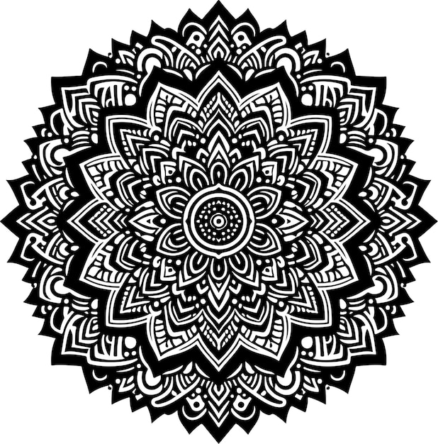 Vector mandala floral black color vector silhouette