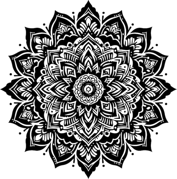 Vector mandala floral black color vector silhouette