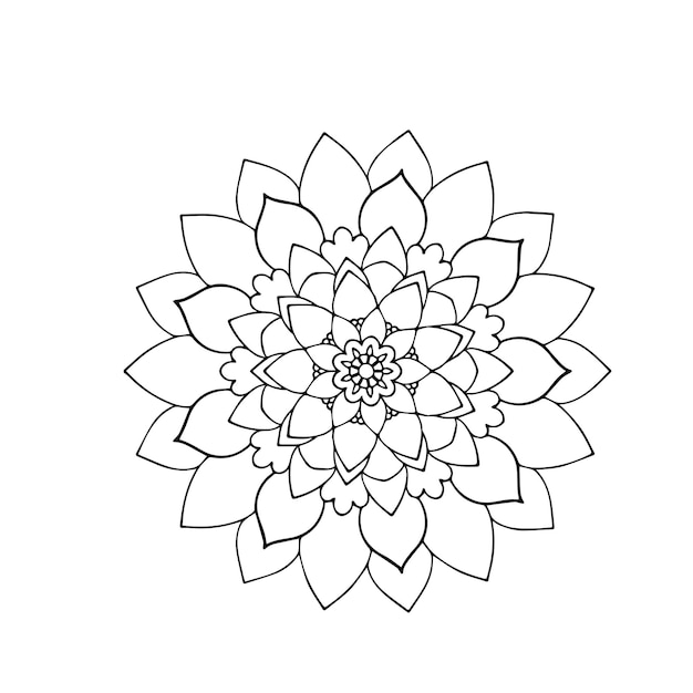 Mandala of floral ornaments white dahlia flower