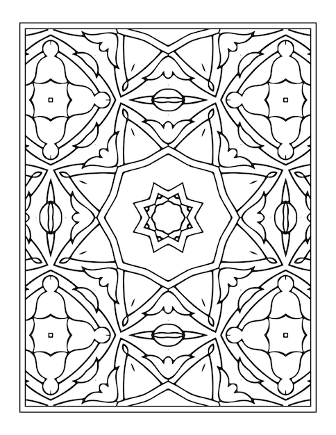 Mandala flower black and white pattern coloring book page