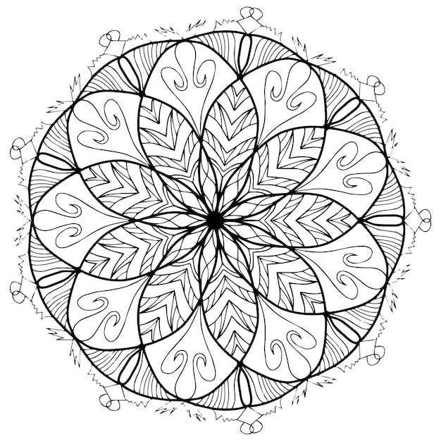 Mandala flower coloring vector for adults