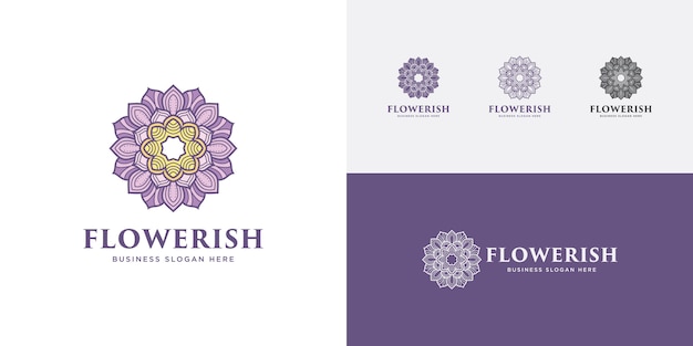 Mandala flower logo purple beauty