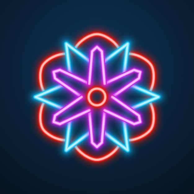 Mandala flower neon effect vector